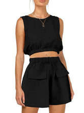 two-piece sleeveless shorts set