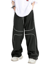 ZAFUL Mens Baggy Pants Y2K Contrast Piping Drawstring Sweatpants Fashion Unisex Oversized Cargo Pants for Men with Pockets