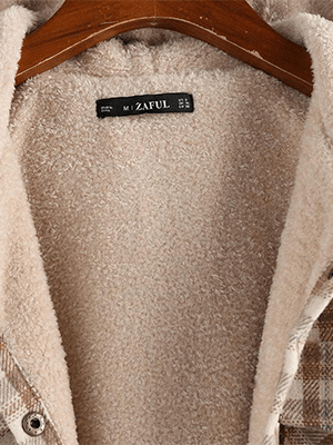 ZAFUL Women's Plaid Wool Lined Flannel Jacket Hoodie - Welooc