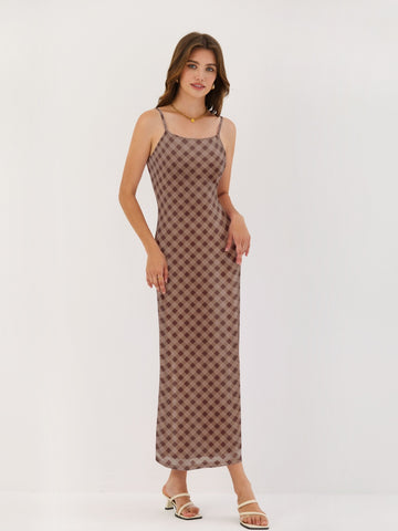 ZAFUL Summer Spaghetti Strap Maxi Dress 2025 Casual Square Neck Sleeveless Beach Bodycon Slip Long Dress