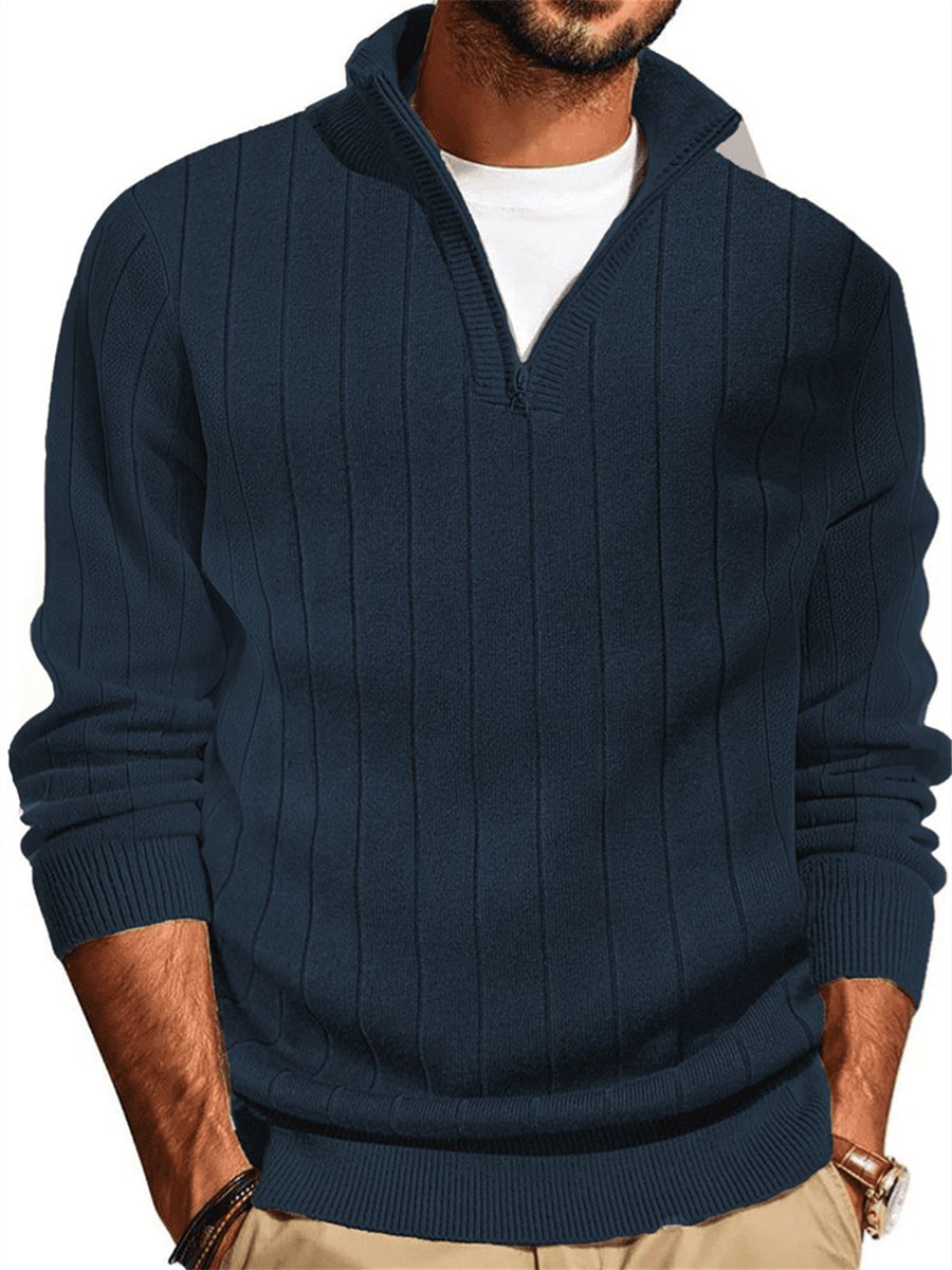 ZAFUL Mens Quarter Zip Pullover Sweaters Slim Fit Mock Neck Knit Long Sleeve Casual Polo Sweaters-AMZ