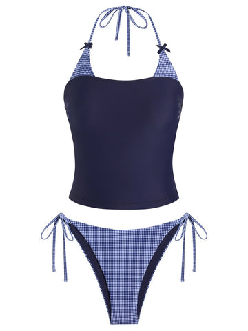 Print Halter Tankini Set
