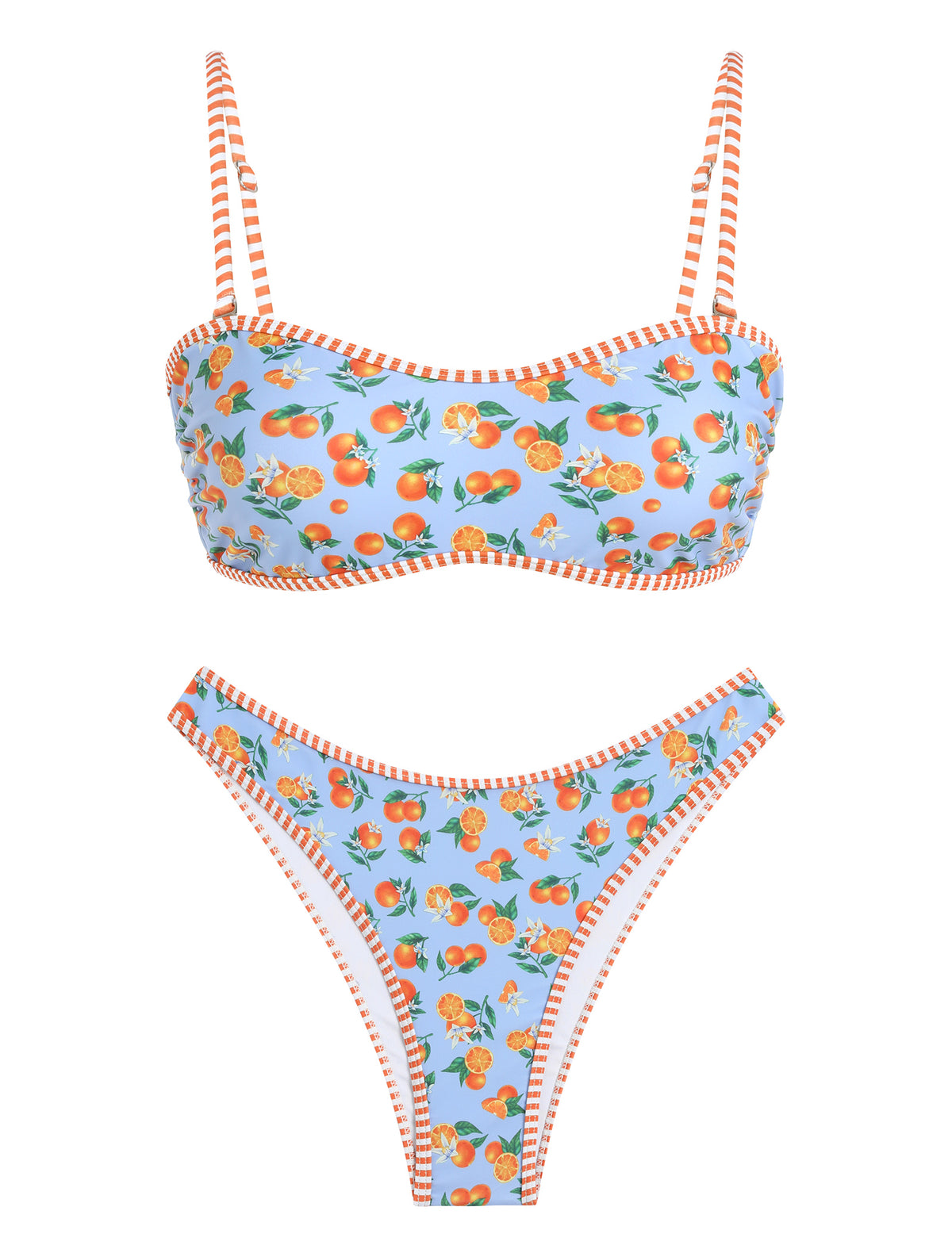 ZAFUL Women's Strapless Bandeau High Cut Bikini Set-AMZ