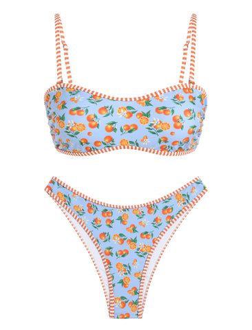 ZAFUL Women's Strapless Bandeau High Cut Bikini Set-AMZ