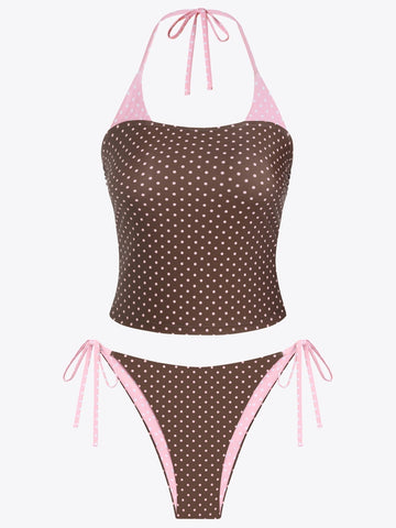 Print Halter Tankini Set