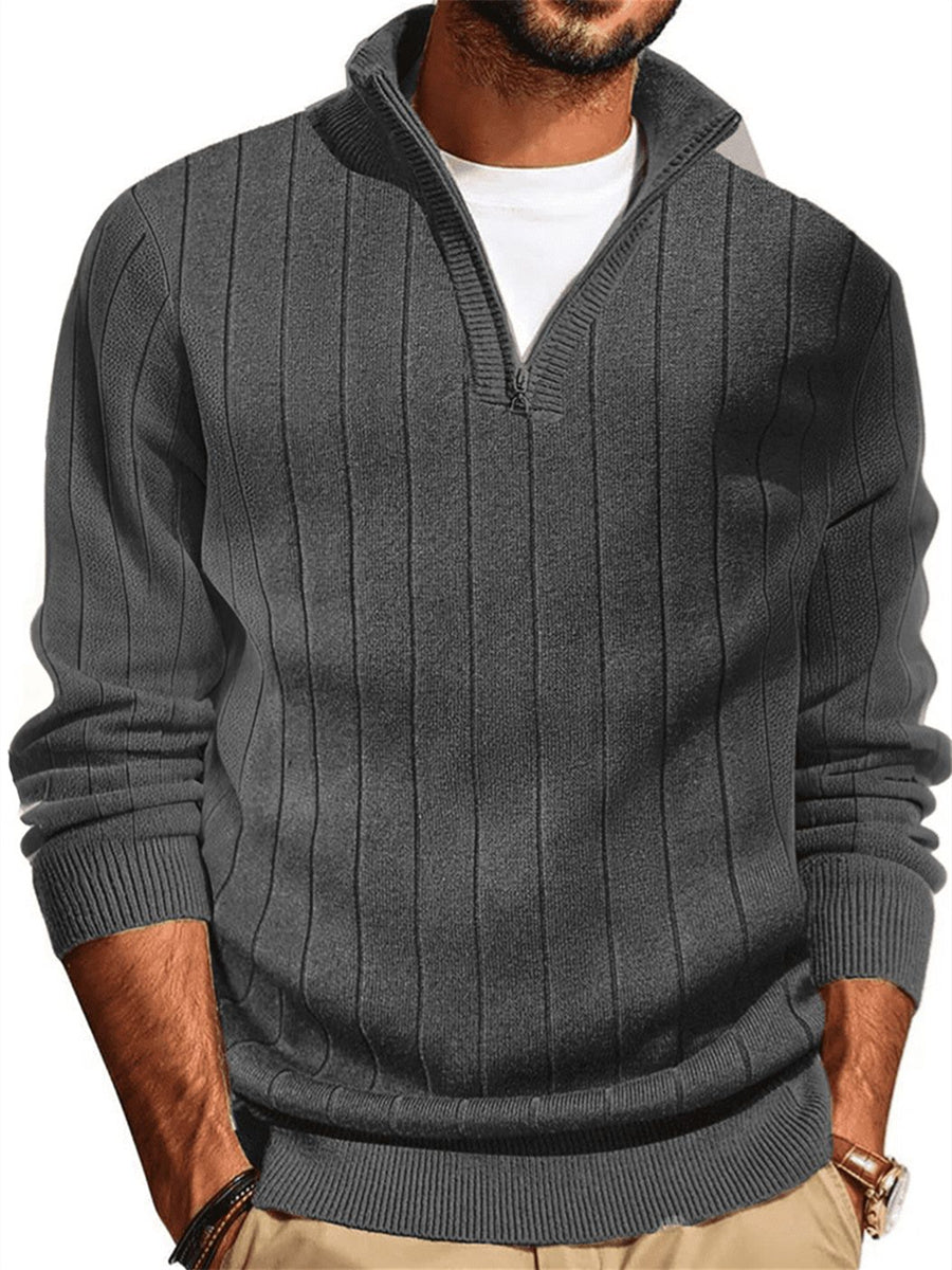 ZAFUL Mens Quarter Zip Pullover Sweaters Slim Fit Mock Neck Knit Long Sleeve Casual Polo Sweaters