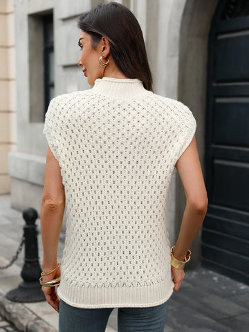 Mock Neck Cable Knit Sweater Vest