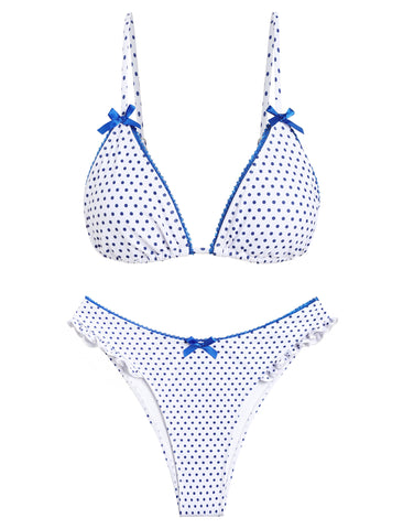 Bowknot Decor Halter Tied Triangle Bikini Set