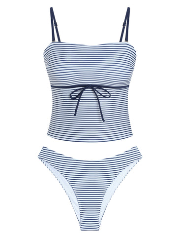 ZAFUL Tankini Swimsuits for Women Bow Tie Side Bathing Suits Tummy Control High Cut Two Piece Bikini Sets