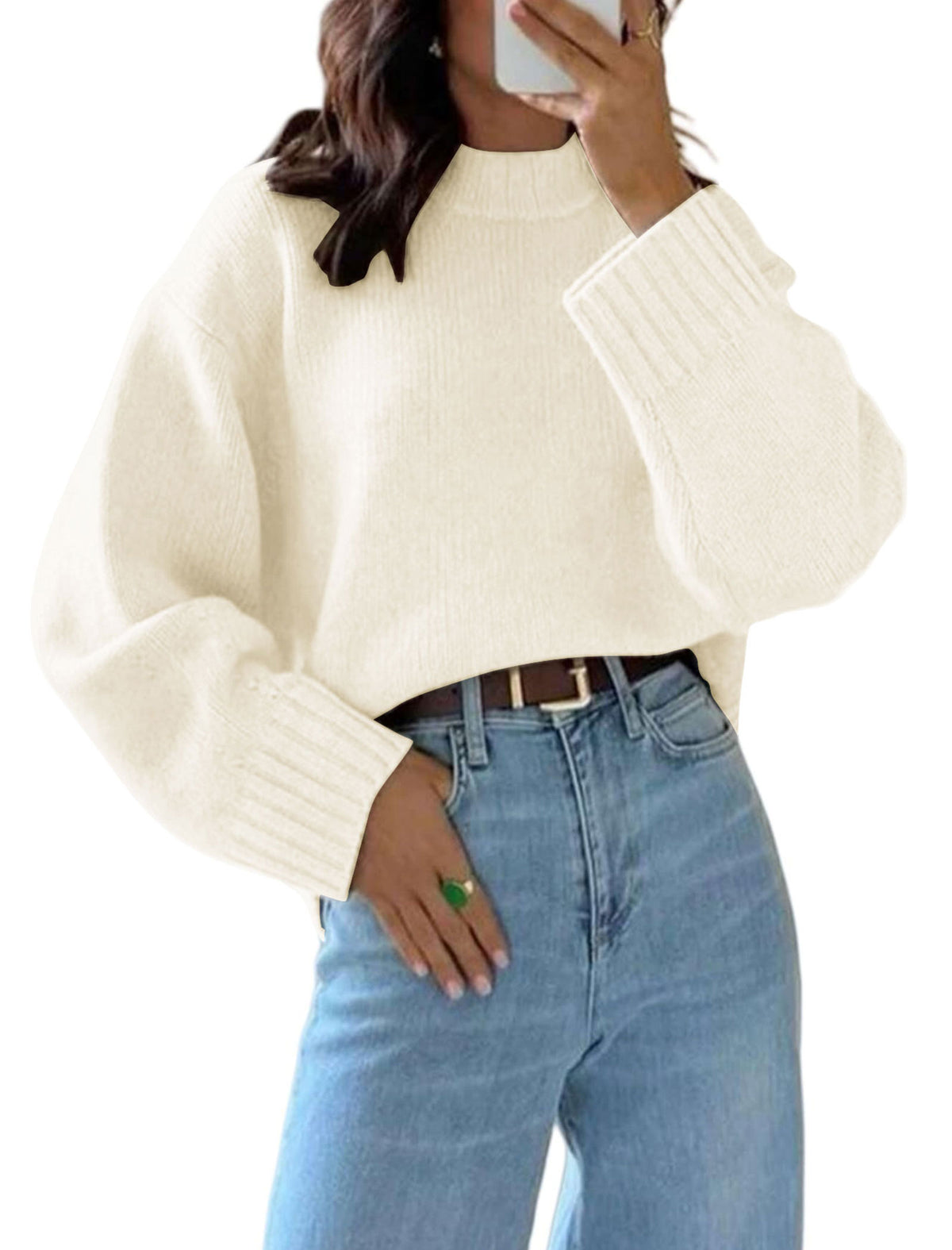 ZAFUL Crew Neck Casual Knit Sweater-AMZ
