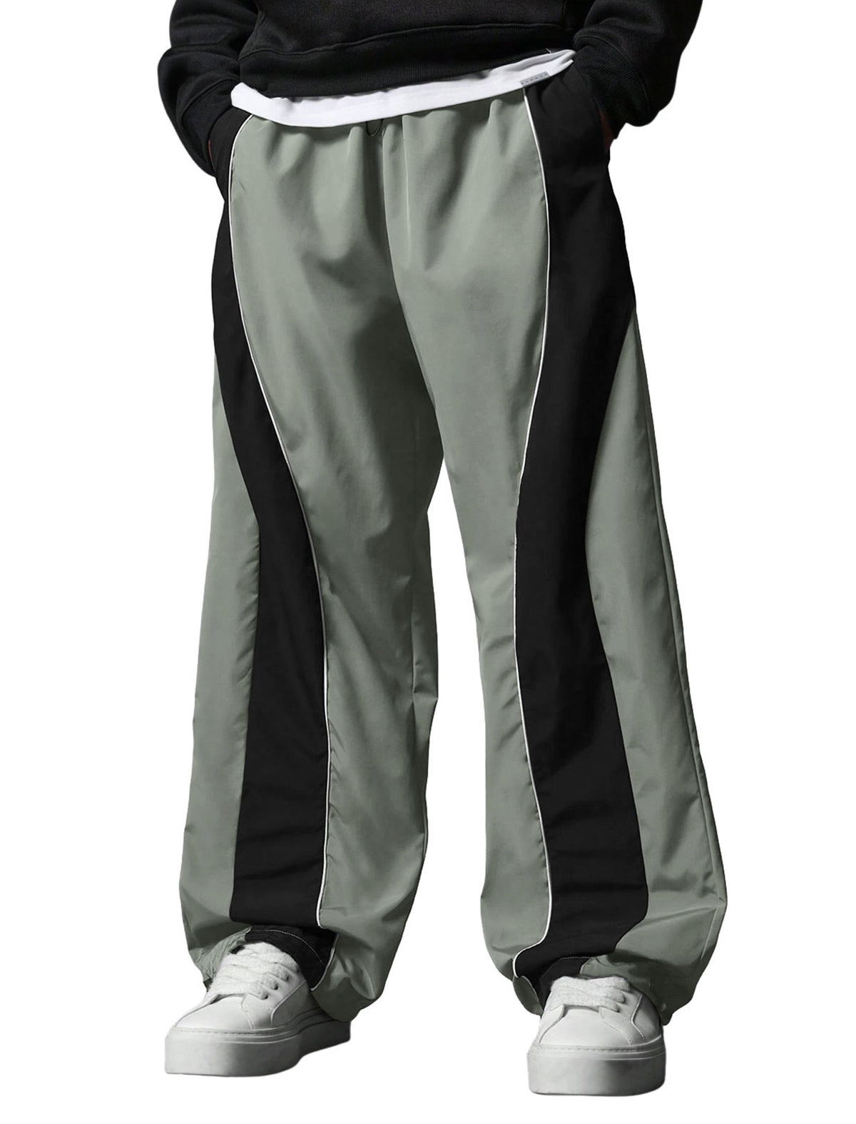 ZAFUL Mens Baggy Pants Y2K Contrast Piping Drawstring Sweatpants Fashion Unisex Oversized Cargo Pants for Men with Pockets