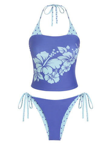 Print Halter Tankini Set