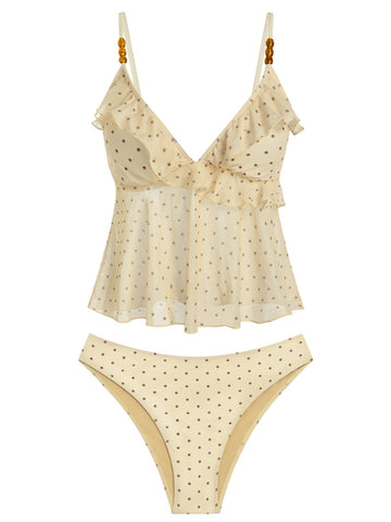 Ruffle V-Neck Tankini Swimsuit