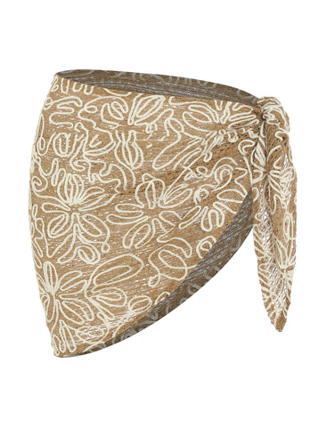 Textured Mesh Scalloped Sarong Mini Skirt -AMZ