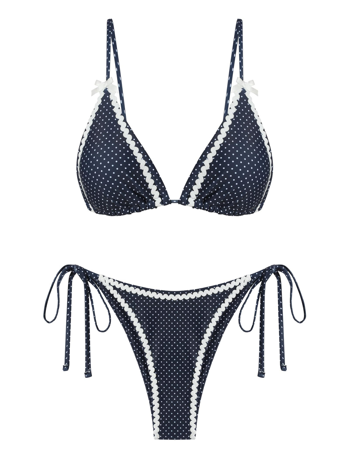 Zaful Lace Bowknot Halter Triangle Bikini-AMZ