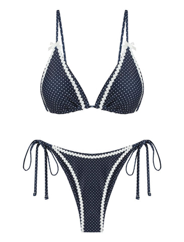 Zaful Lace Bowknot Halter Triangle Bikini-AMZ