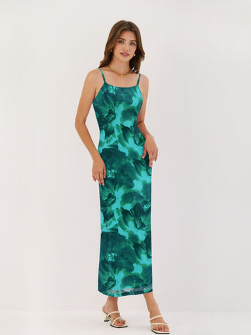 ZAFUL Summer Spaghetti Strap Maxi Dress 2025 Casual Square Neck Sleeveless Beach Bodycon Slip Long Dress