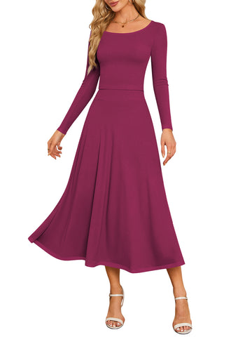 ZAFUL Women Elegant 2 Piece Sets Outfits Round Neck Long Sleeve Top and Maxi Skirt