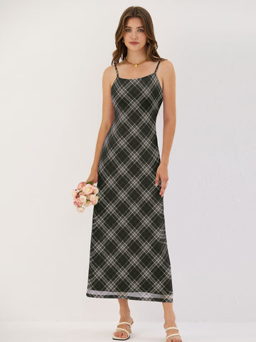 ZAFUL Summer Spaghetti Strap Maxi Dress 2025 Casual Square Neck Sleeveless Beach Bodycon Slip Long Dress