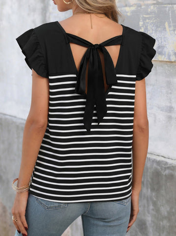 Fashion Color Block Stripe T-Shirt for Women