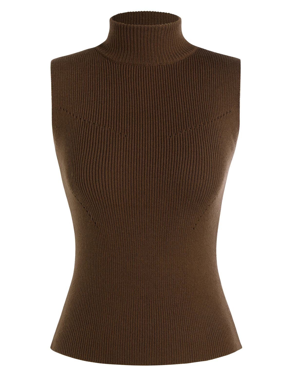 Ribbed-Knit Sleeveless Mock-Neck Vest Top