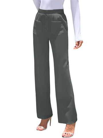 ZAFUL Womens Wide Leg Pants High Waisted Casual Pants for Women Stretchy Business Dress Work Pocket Trousers Pant