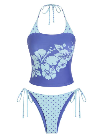 Print Halter Tankini Set