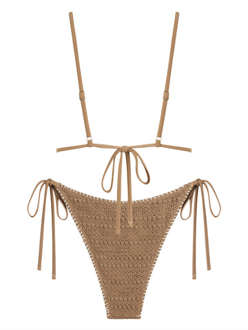 ZAFUL Women's Sexy Triangle Bikini Set 2025 Crochet Tie Side String Cheeky Swimsuit 2 Piece Bathing Suits