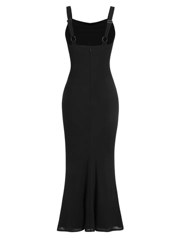 ZAFUL Sleeveless Cocktail Floral Mesh Ruched Bodycon Maxi Party Long Dress
