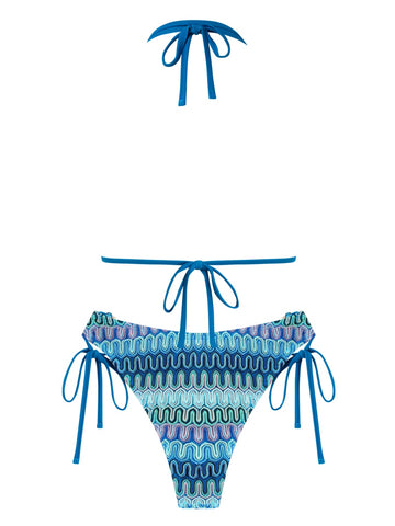 Women's Striped Swimsuit Halter Triangle String Bikini Set Tie Side Two Piece Bathing Suit