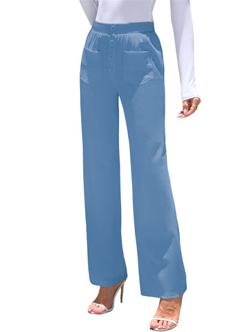 ZAFUL Womens Wide Leg Pants High Waisted Casual Pants for Women Stretchy Business Dress Work Pocket Trousers Pant