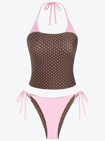 Print Halter Tankini Set