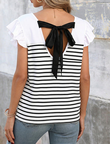 Fashion Color Block Stripe T-Shirt for Women