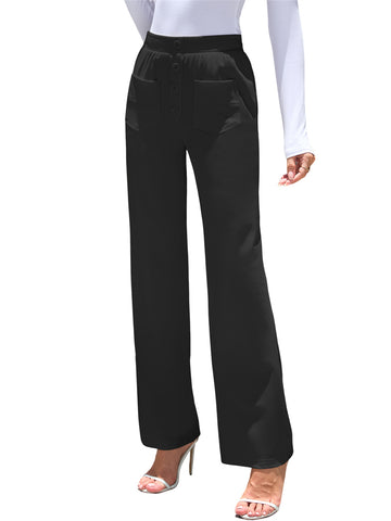 ZAFUL Womens Wide Leg Pants High Waisted Casual Pants for Women Stretchy Business Dress Work Pocket Trousers Pant