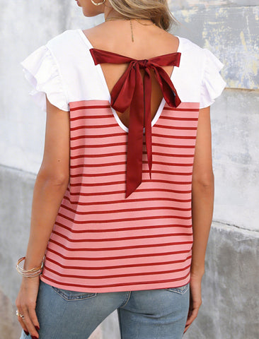 Fashion Color Block Stripe T-Shirt for Women