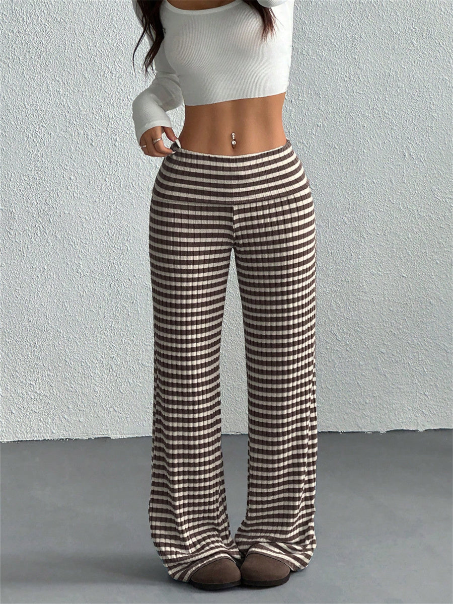 Women's Casual Striped Palazzo Pants Elastic Waist Wide Leg Long Trouser Sweatpant
