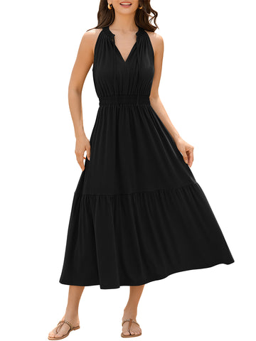 Women's Ruffle Hem Solid Color Sundress