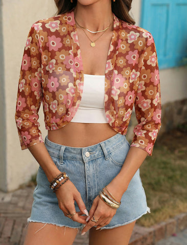 Women's Cardigan 3/4 Sleeve Open Front Bolero Shrug