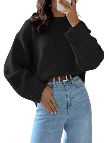 ZAFUL Crew Neck Casual Knit Sweater-AMZ