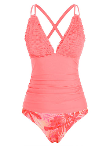 ZAFUL Womens Tankini Swimsuits Smocked 2 Piece Bathing Suit