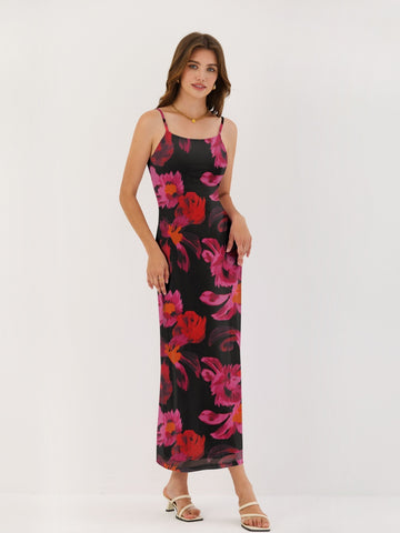 ZAFUL Summer Spaghetti Strap Maxi Dress 2025 Casual Square Neck Sleeveless Beach Bodycon Slip Long Dress