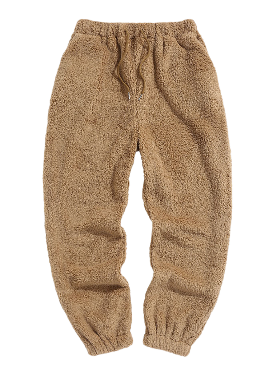 ZAFUL Men’s Fluffy Teddy Beam Feet Plush Fuzzy Warm Pajama Pants Sleepwear Loungewear Trouser with Pockets