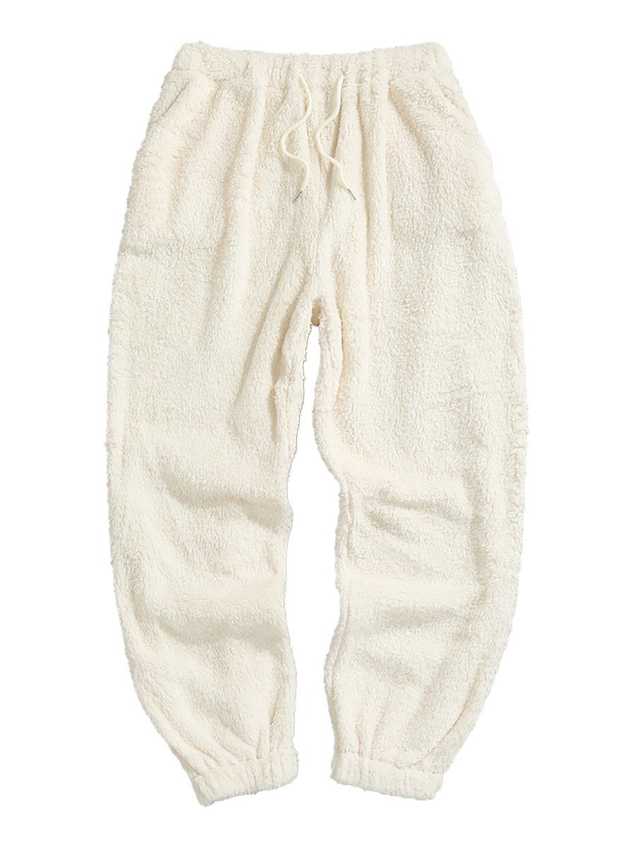 ZAFUL Men’s Fluffy Teddy Beam Feet Plush Fuzzy Warm Pajama Pants Sleepwear Loungewear Trouser with Pockets