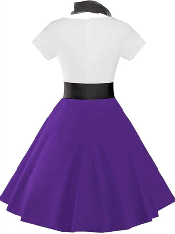 Women's Retro Poodle Print Skater Dress Vintage High Waist Rockabilly Cocktail Party Swing Dresses