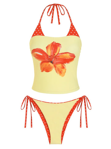 Print Halter Tankini Set