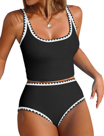 ZAFUL Women's High-Waisted Color Block 2 Piece Swimsuit