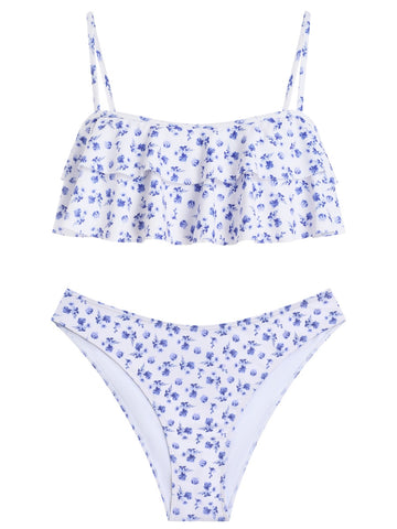 Floral Print Two Piece Swimsuit