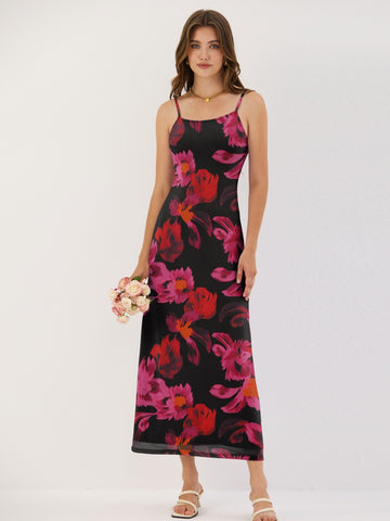 ZAFUL Summer Spaghetti Strap Maxi Dress 2025 Casual Square Neck Sleeveless Beach Bodycon Slip Long Dress