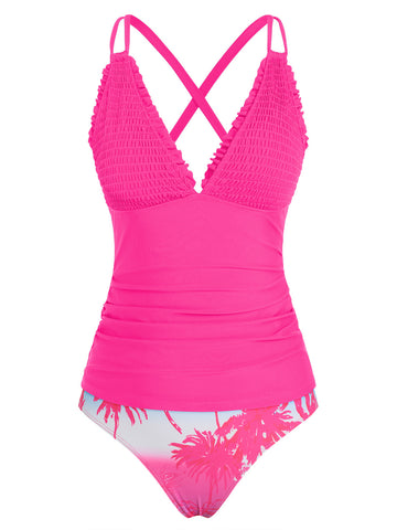 ZAFUL Womens Tankini Swimsuits Smocked 2 Piece Bathing Suit