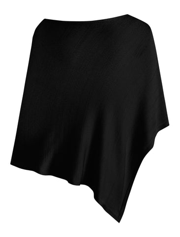 Floral Applique Asymmetrical Knit Poncho